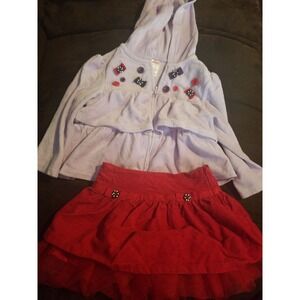 Gymboree winter penguin sweatshirt 2t 3t and red skirt 2t